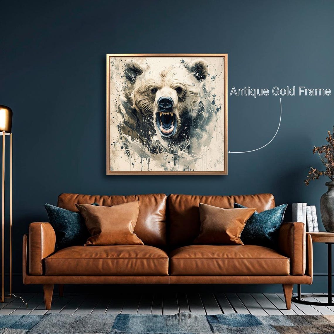 Fierce Roaring Bear Bared Teeth Monochrome Wildlife Portrait Poster - Image 4