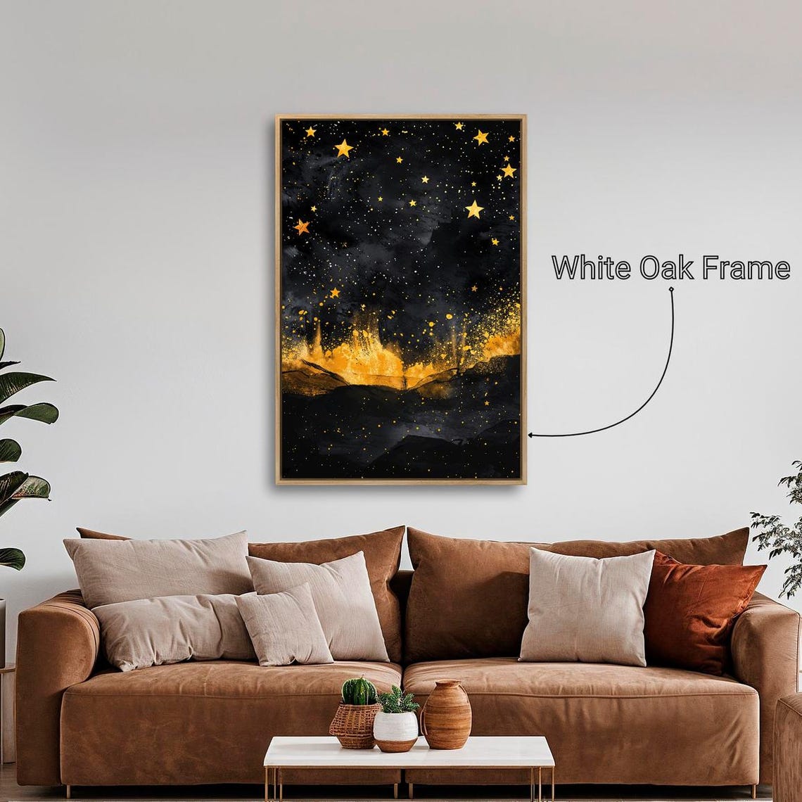 Golden Stars Black Night Sky Celestial Milky Way Glow Poster - Image 4