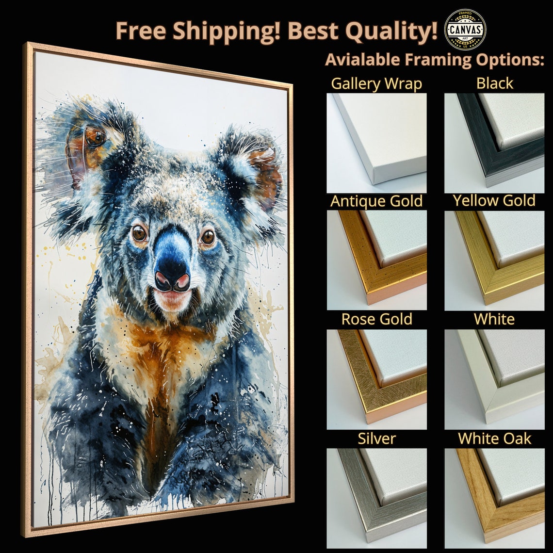 Expressive Koala Colorful Watercolor Splash Australian Animal Poster - Image 5