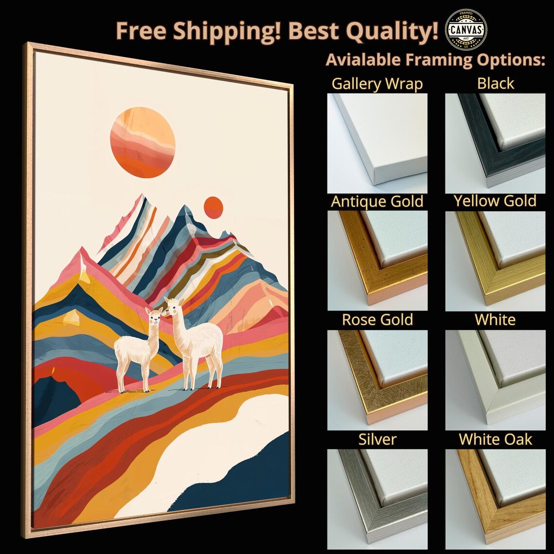 Llamas Against Colorful Mountains, Peru Art Print - Image 4