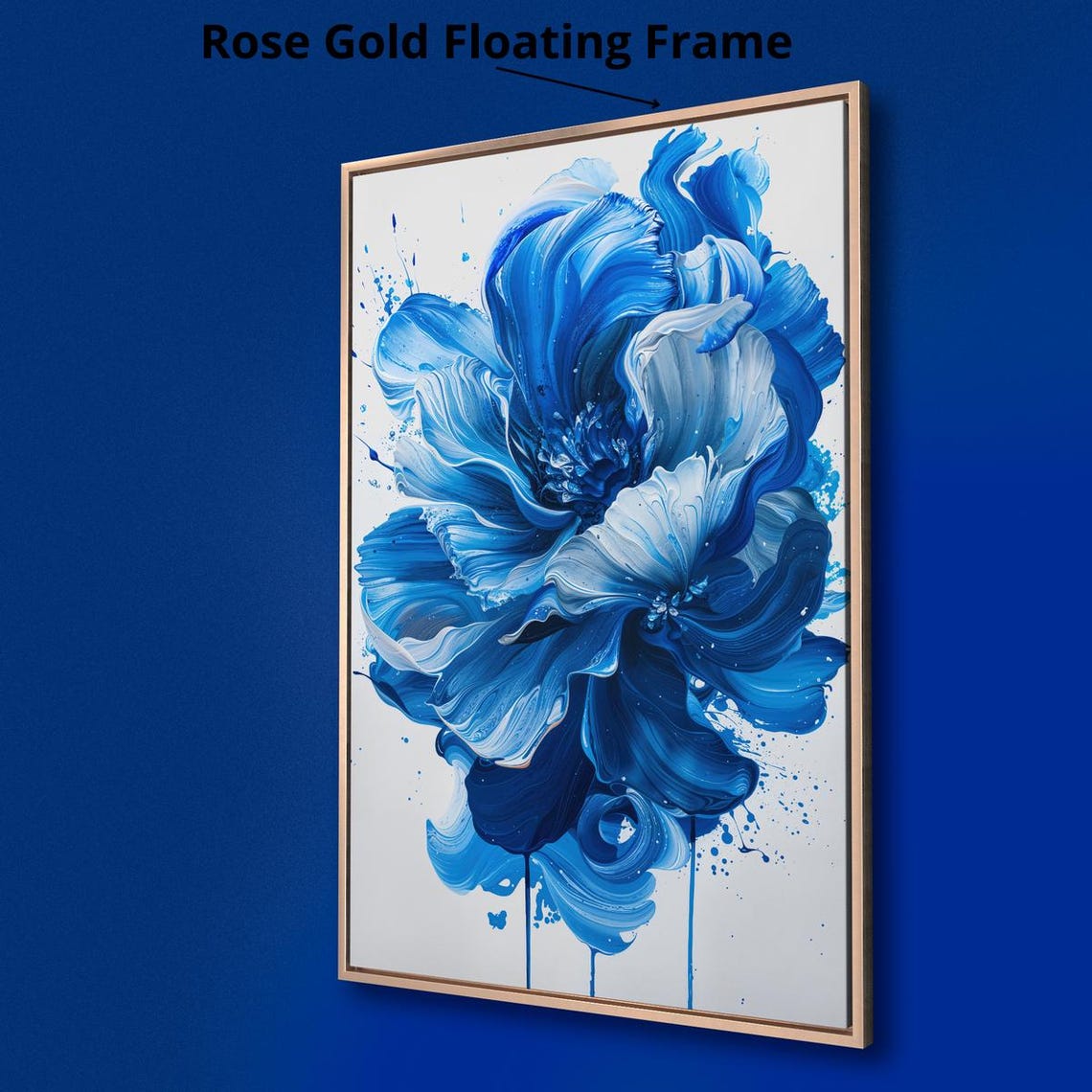 Abstract Blue Flower Bold Brushstrokes Modern Botanical Wall Art Print - Image 2