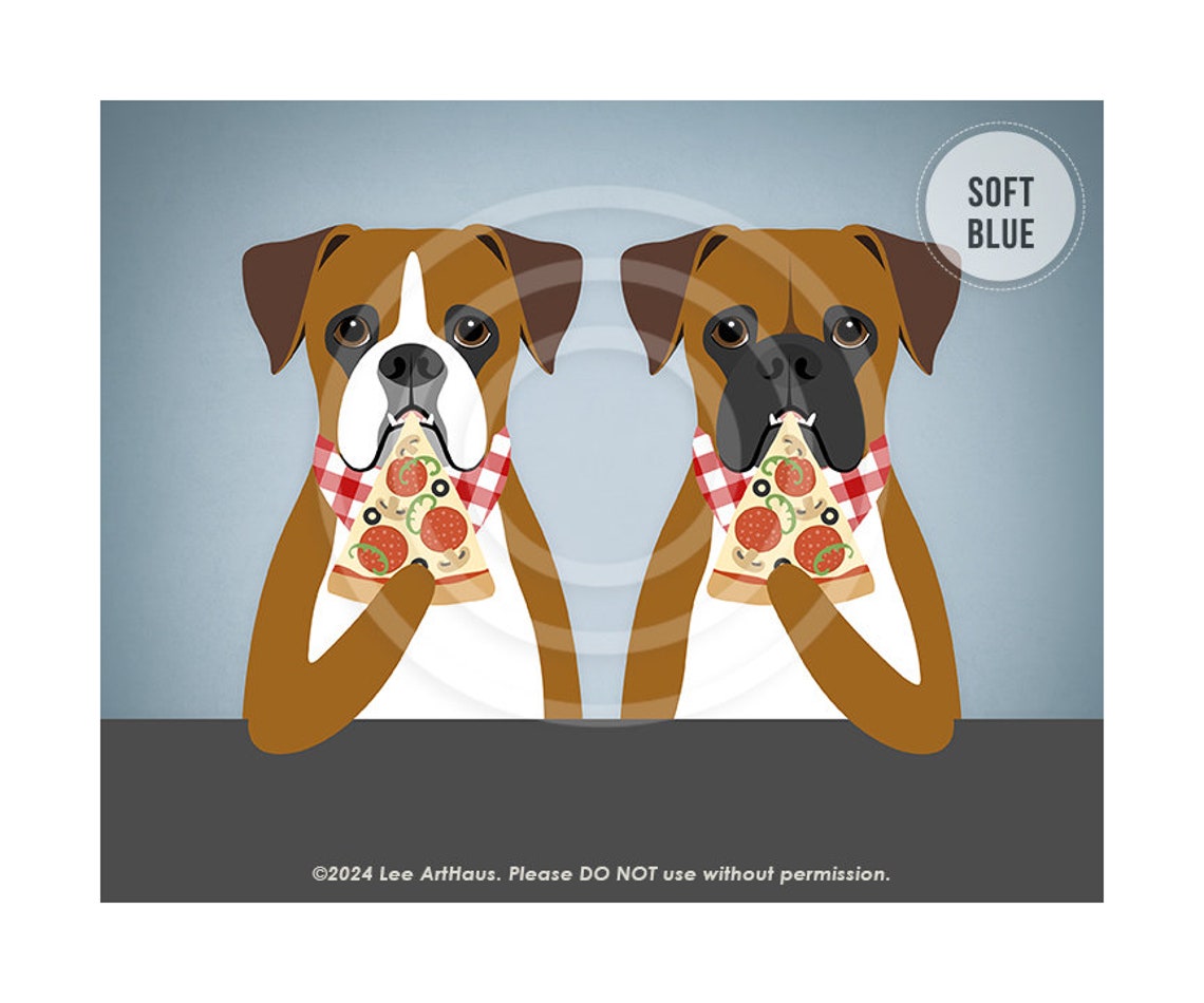 827dp Boxer Dogs Two Boxer Dogs Eating Pizza Art Funny Dog Gifts Dog Eating Pizza Dog Artwork Pizza Lover Boxer Mom Gifts - Image 4