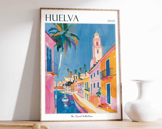 Huelva Poster Huelva Travel Print Spain Wall Art Spanish Travel Print Tropical Decor Huelva Travel Art Huelva Wall Art