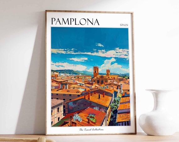 Pamplona Poster Spanish Travel Print Pamplona Travel Art Pamplona Wall Art Spanish Travel Spanish Wall Art Pamplona Gift