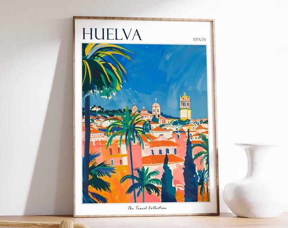 Huelva Poster Huelva Travel Print Spain Wall Art Spanish Travel Print Tropical Decor Huelva Travel Art Huelva Wall Art