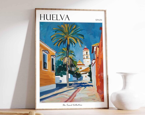 Huelva Poster Huelva Travel Print Spain Wall Art Spanish Travel Print Tropical Decor Huelva Travel Art Huelva Wall Art