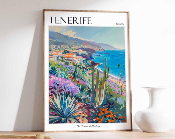 Tenerife Poster Spanish Travel Print Tenerife Travel Art Tenerife Wall Art Spanish Travel Tenerife Gift Tenerife Travel Art