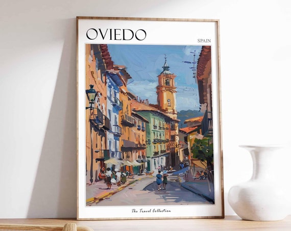 Oviedo Poster Spanish Travel Print Oviedo Travel Art Oviedo Wall Art Spanish Travel Spanish Wall Art Oviedo Gift