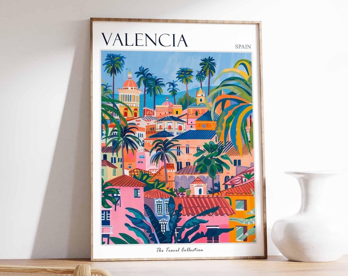 Valencia Spanish Travel Poster, Travel Art Print