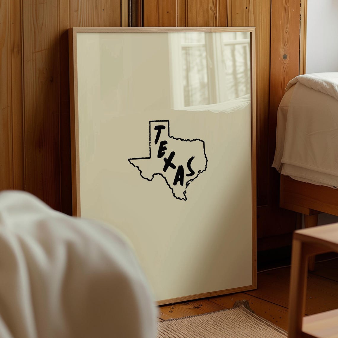 Texas Outline Hand Drawn Black State Silhouette Lettering Poster
