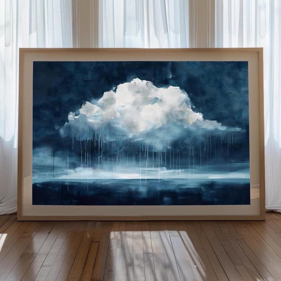 Moody Rain Cloud Painting Wall Art Dark Academia Print Moody Dark Cottagecore Vintage Gothic Wall Decor Moody Academia Art