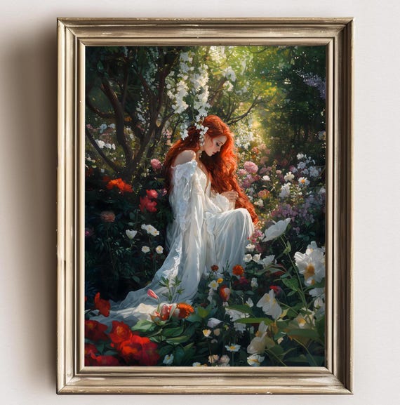 Persephone Wall Art Dark Academia Print Moody Victorian Wall Art Cottagecore Greek Goddess Greek Mythology Art