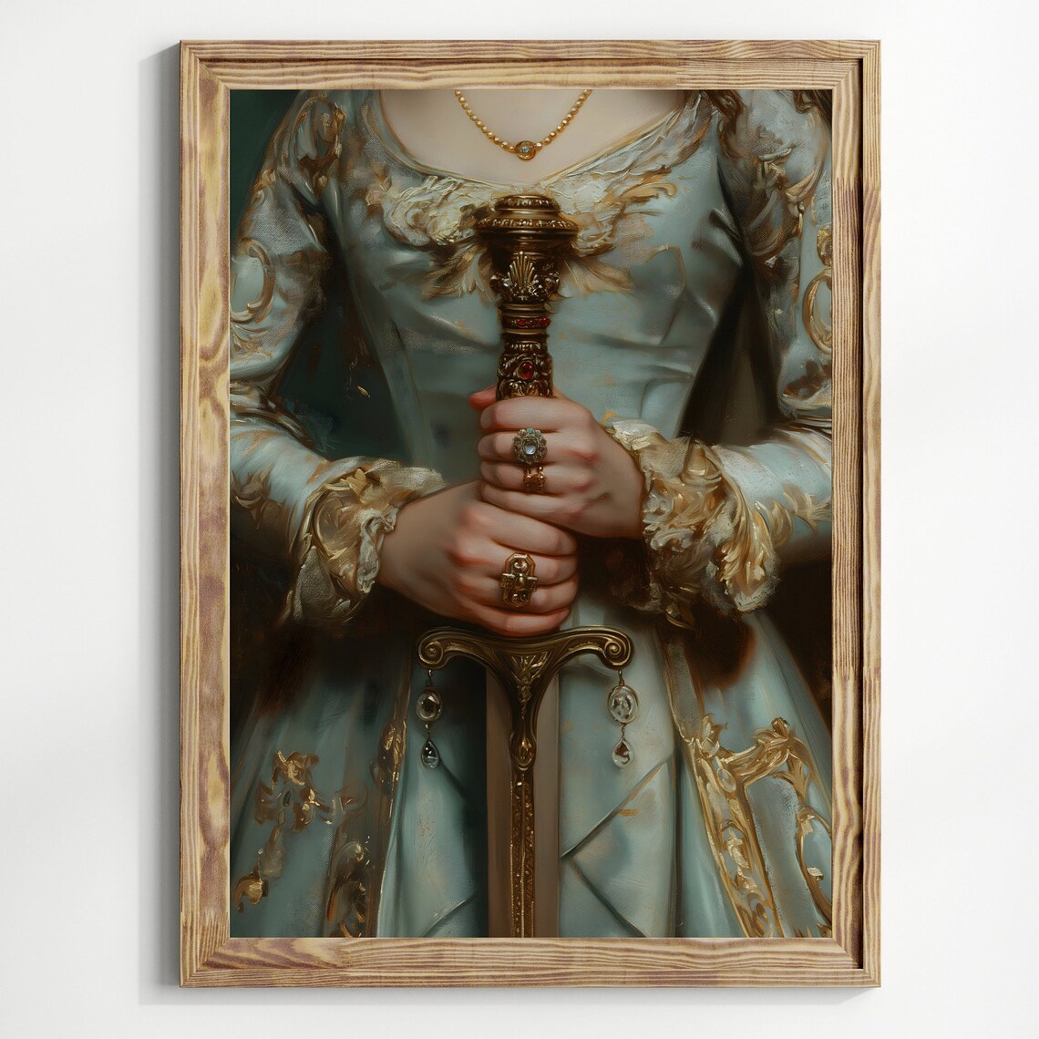 Victorian Lady Ornate Sword Hilt Gown Detail Dark Academia Print - Image 2