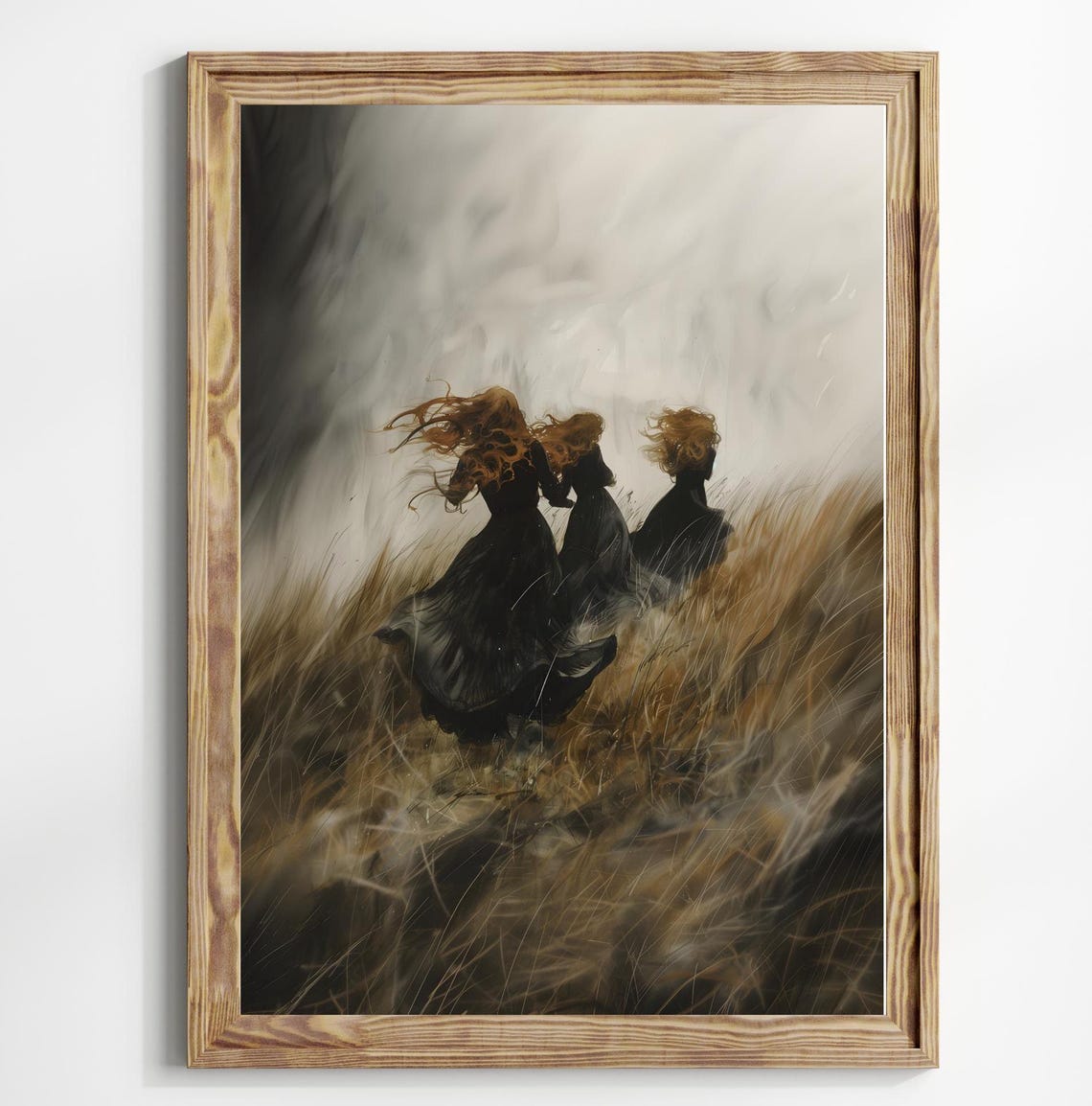 Three Witches in Windswept Golden Field Moody Dark Witchy Poster