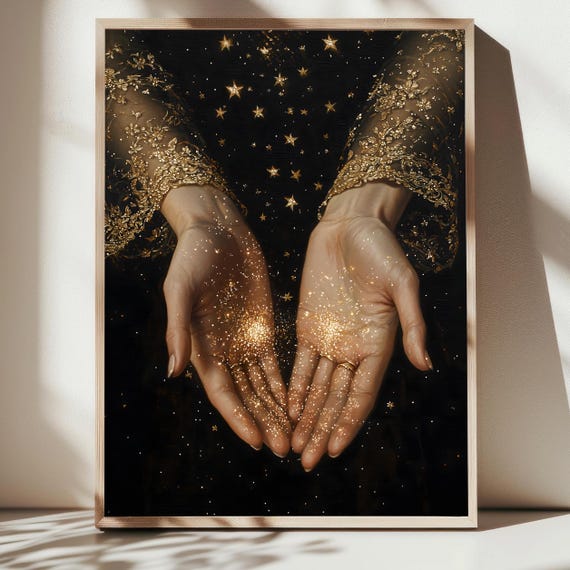 Stardust Moody Painting, Dark Academia Art Print