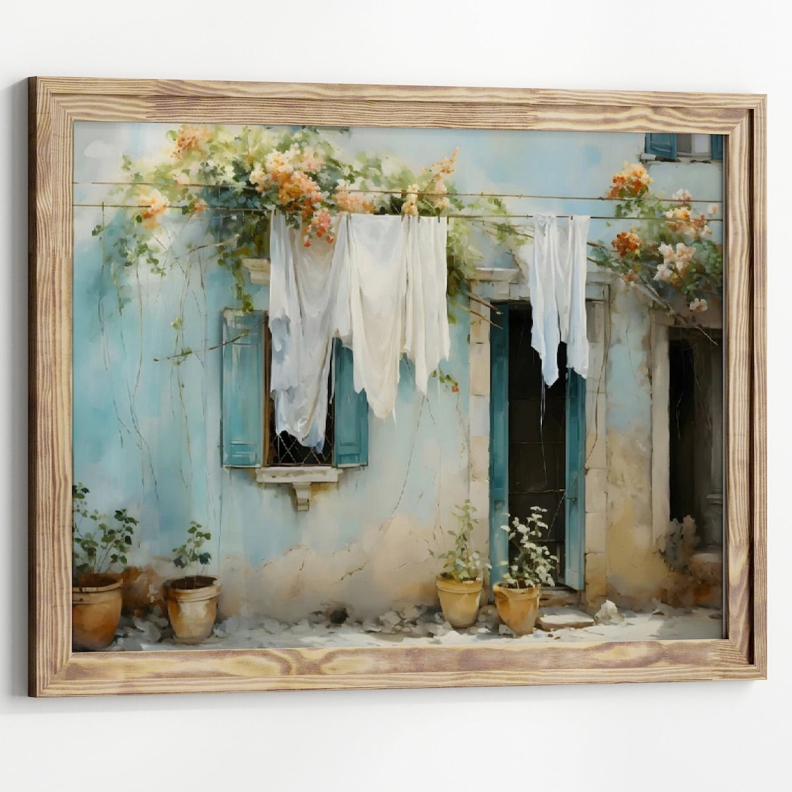 Laundry On A Line, Vintage Cottagecore Farmhouse Art Print