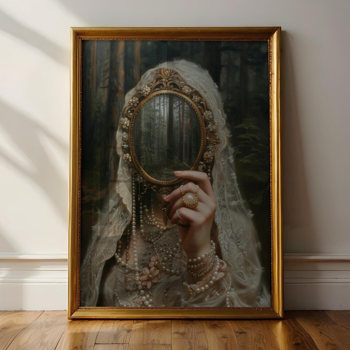 Mirror Victorian Woman, Moody Vintage Art Print - Image 2