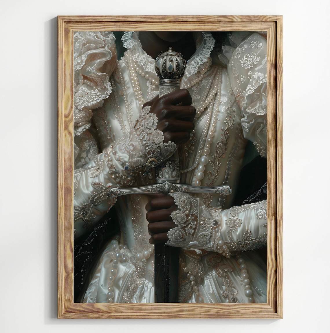 Victorian Black Lady With Sword and Dagger, Moody Art Print