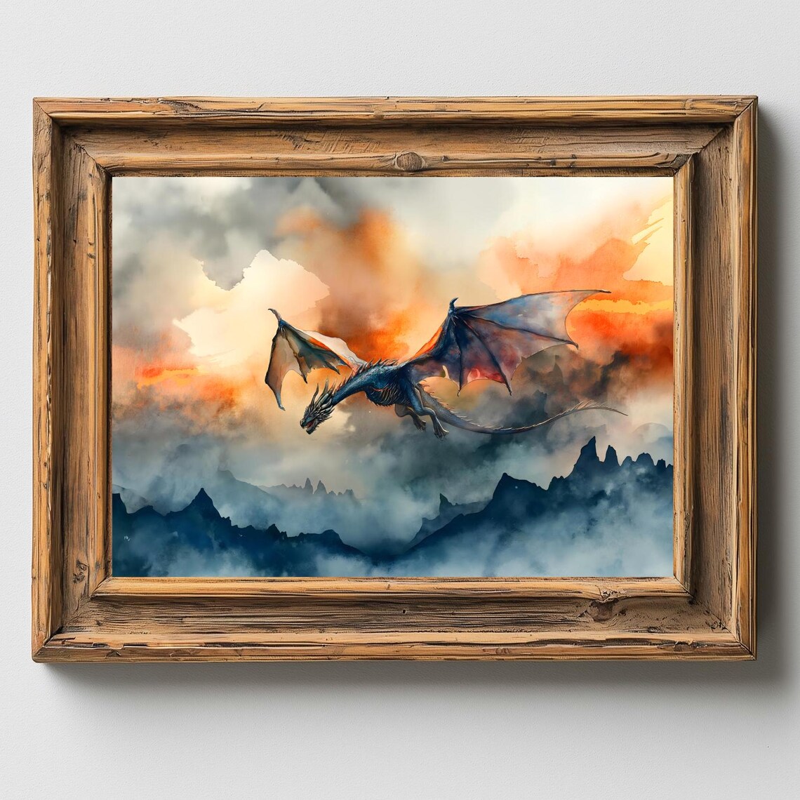 Mystic Dragon Watercolor Art Print, Dark Academia - Image 2