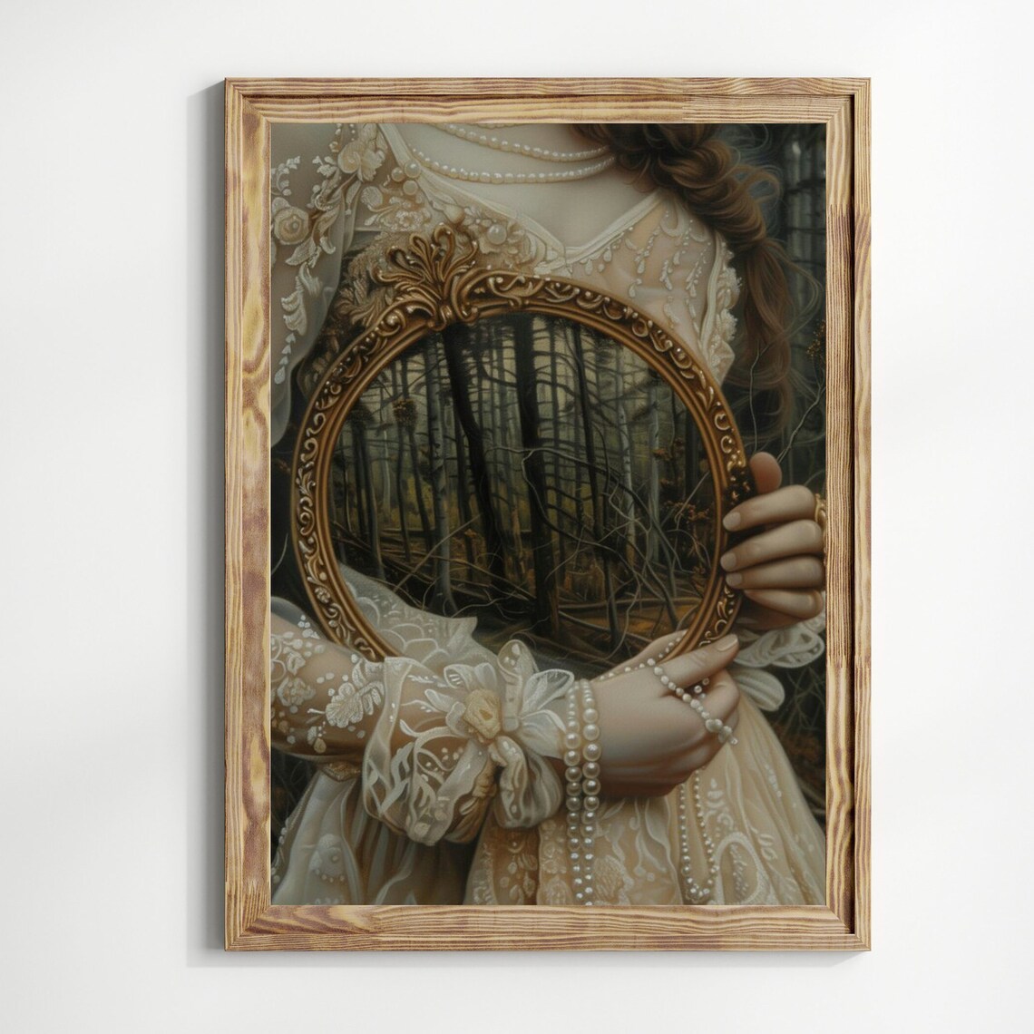 Mirror Victorian Woman Art Print, Antique Portrait - Image 2