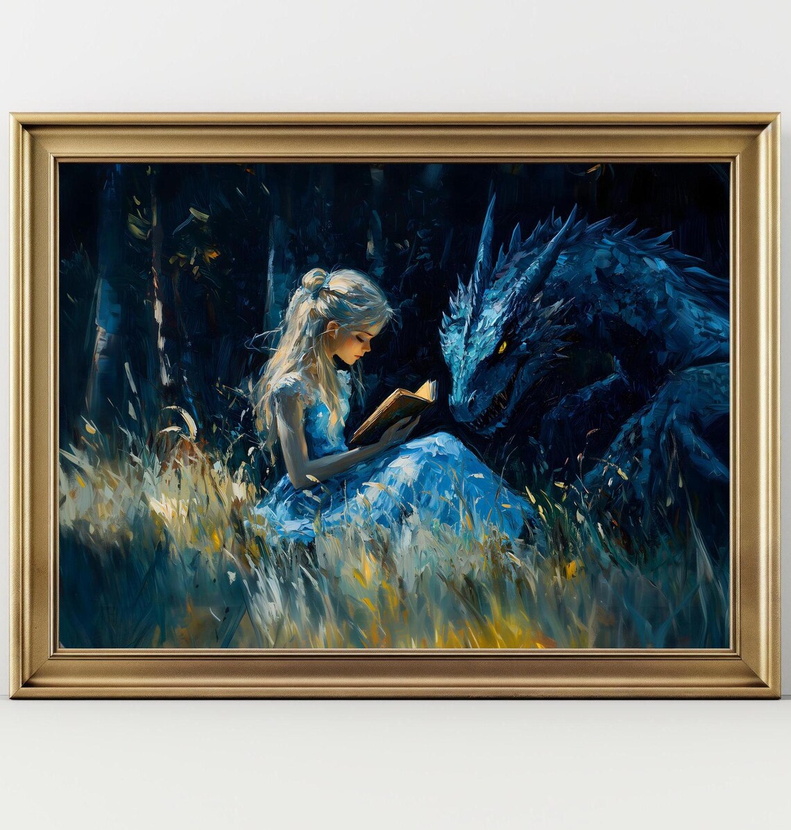 Dragon Bookish Victorian Art Print, Dark Academia