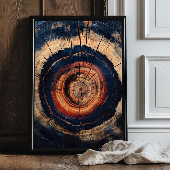 Moody Tree Ring Wall Art Abstract Colorful Tree Ring Wall Decor Dark Modern Farmhouse Dark Aesthetic Print Dark Cottagecore Art