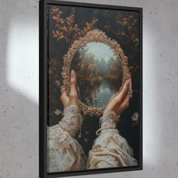 Framed Gallery Wrap Mirror Dark Moody Painting Gallery Wraps Retro Victorian Decor Wall Art Dark Moody Antique Art