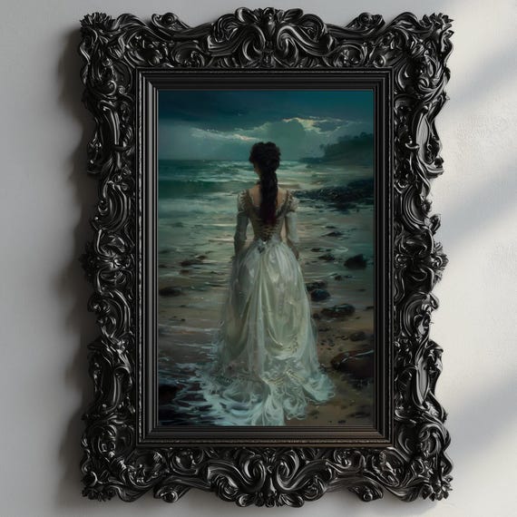 Dark Academia Print The Sea Goth Moody Victorian Wall Art Dark Decor Aesthetic Dark Cottagecore Gothic Prints Moody Art