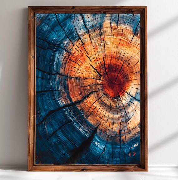 Moody Tree Ring Wall Art Abstract Colorful Tree Ring Wall Decor Dark Modern Farmhouse Dark Aesthetic Print Dark Cottagecore Art