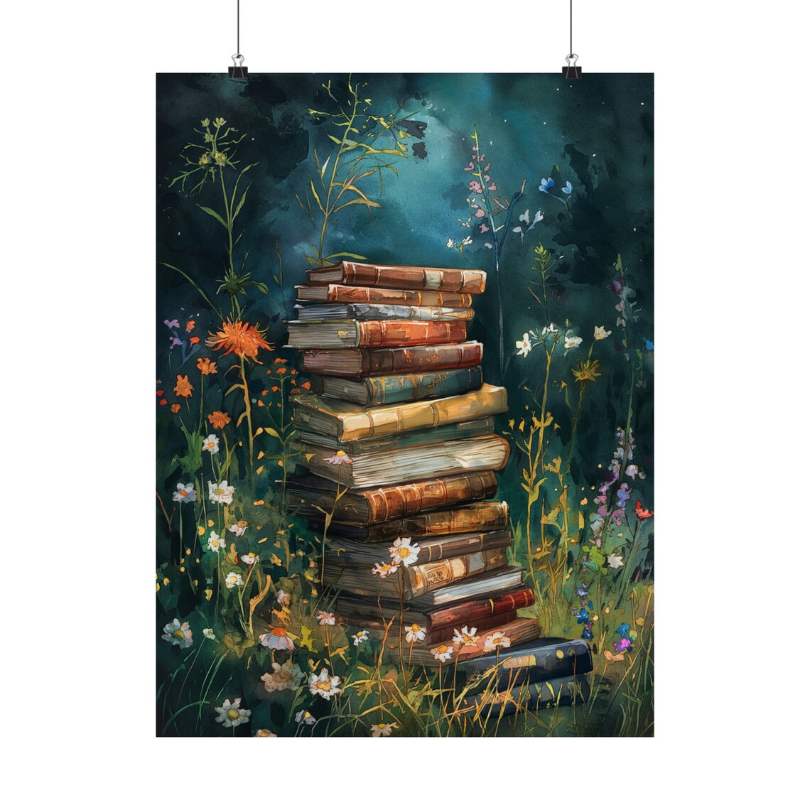 Bookish Abstract Stack Of Books Art Print, Preppy - Image 2
