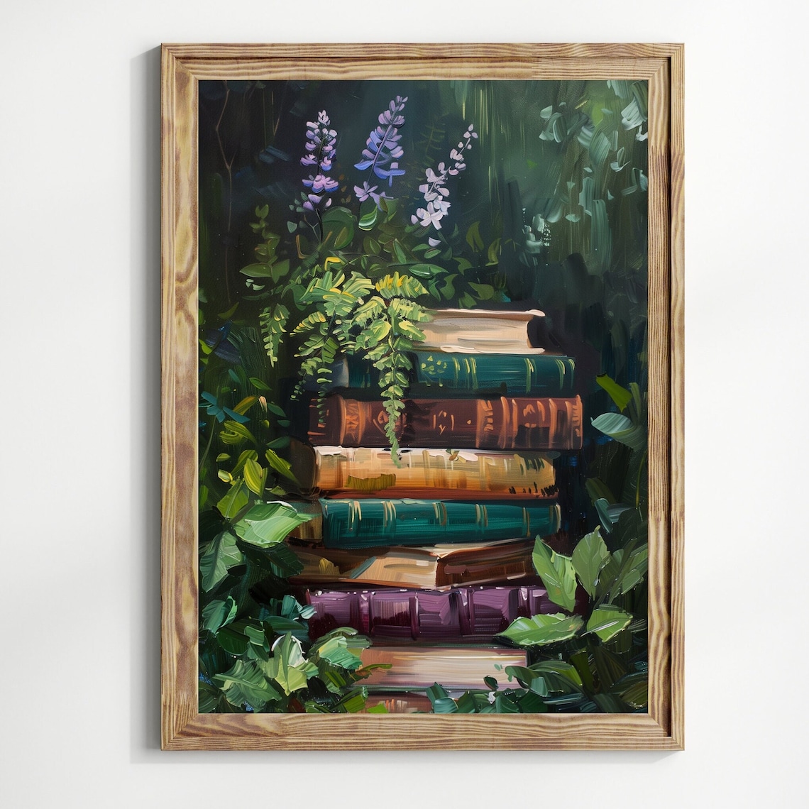 Dark Academia Stack of Books Print, Bookish Decor
