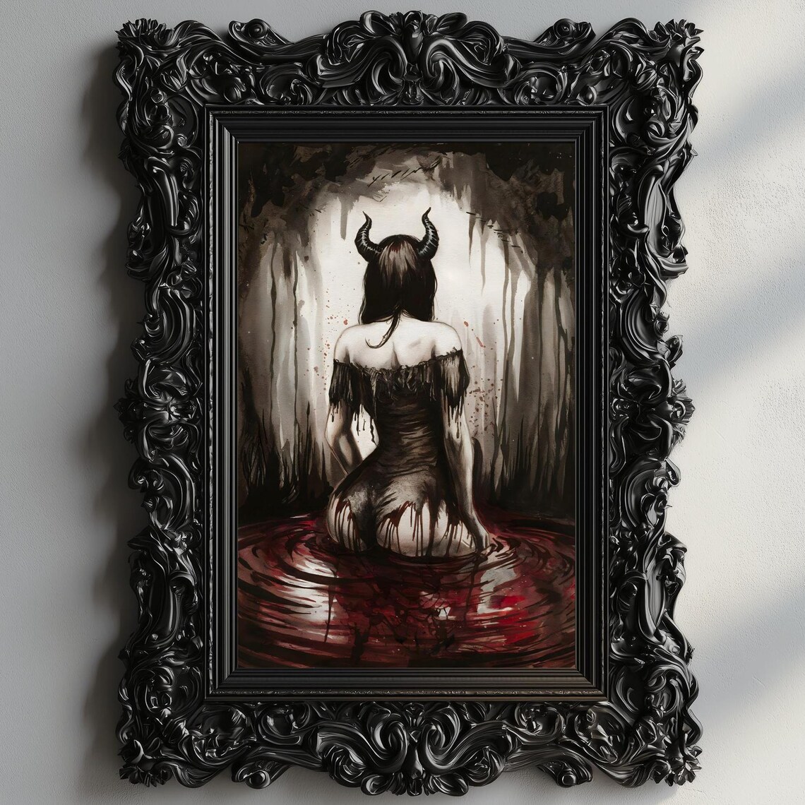 Lilith Gothic Art Print, Dark Academia Portrait
