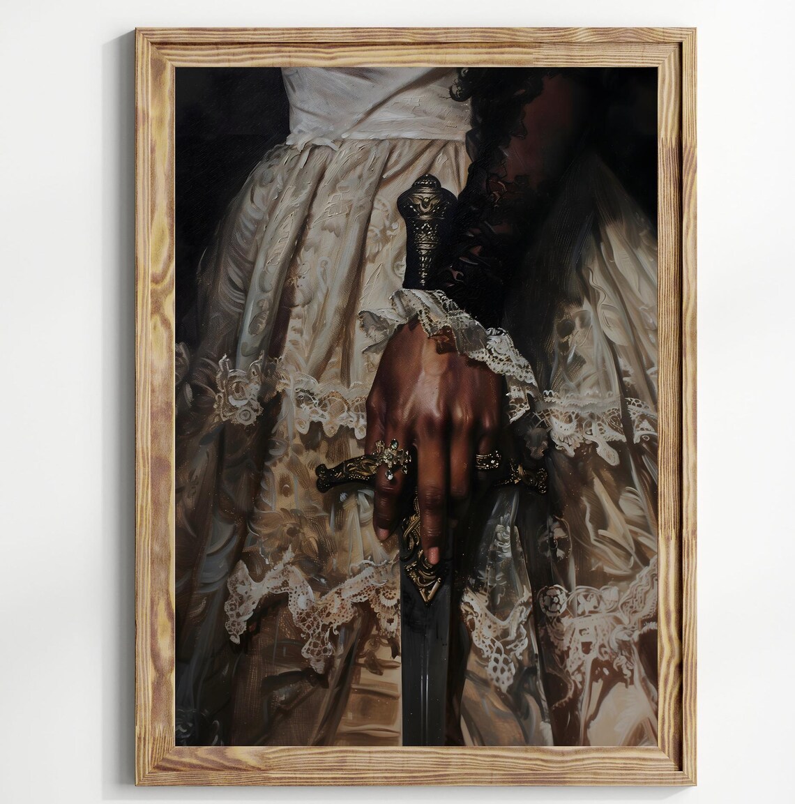 Victorian Black Lady With Sword, Moody Art Print - Image 2