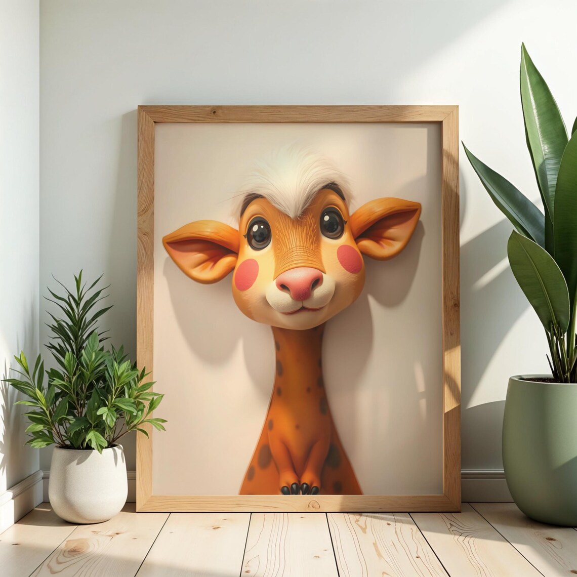Cute Baby Giraffe Face Illustration Sweet Nursery Kids Room Poster