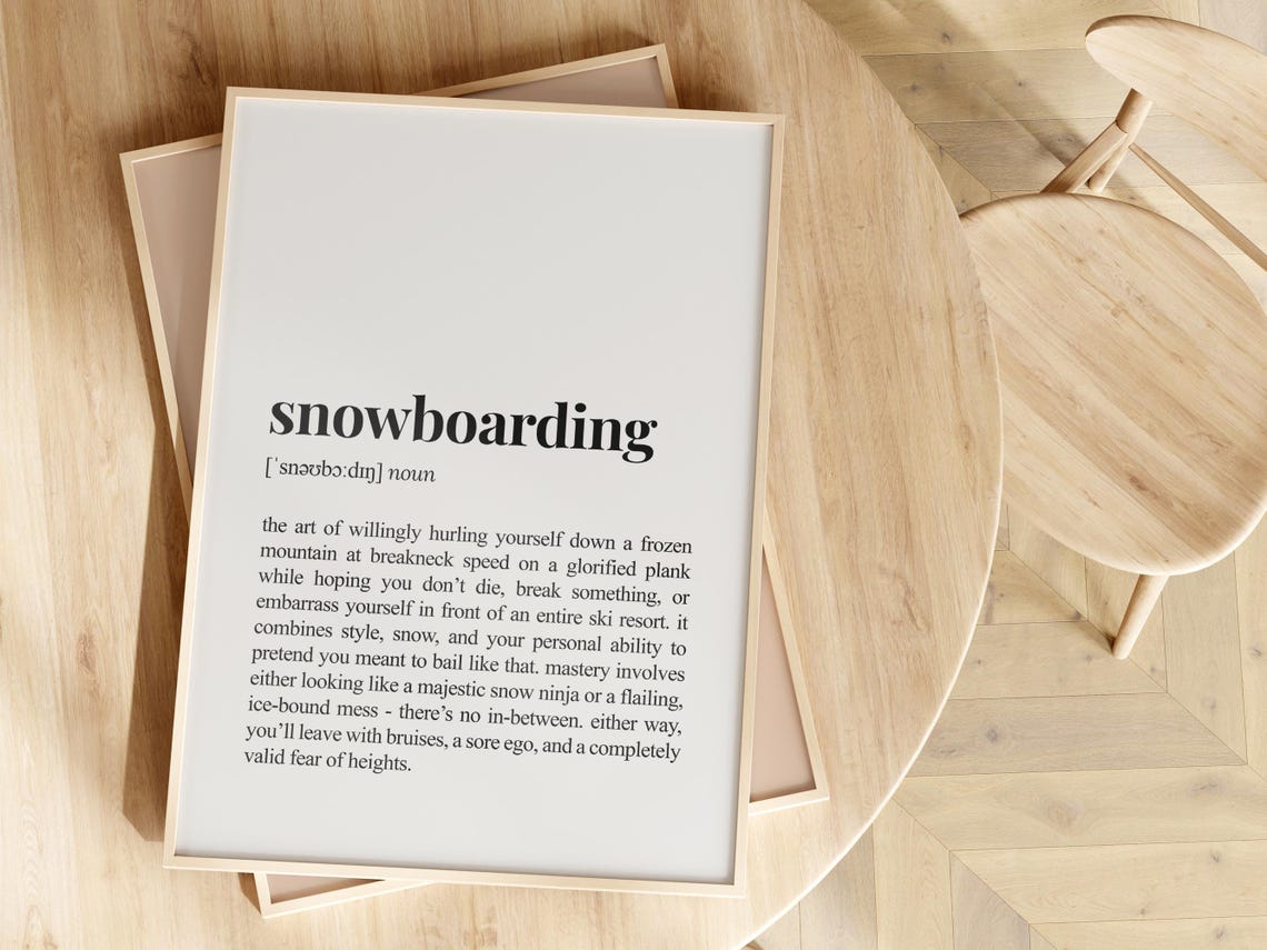 Snowboarding Funny Dictionary Definition Poster for Winter Sport Decor - Image 2