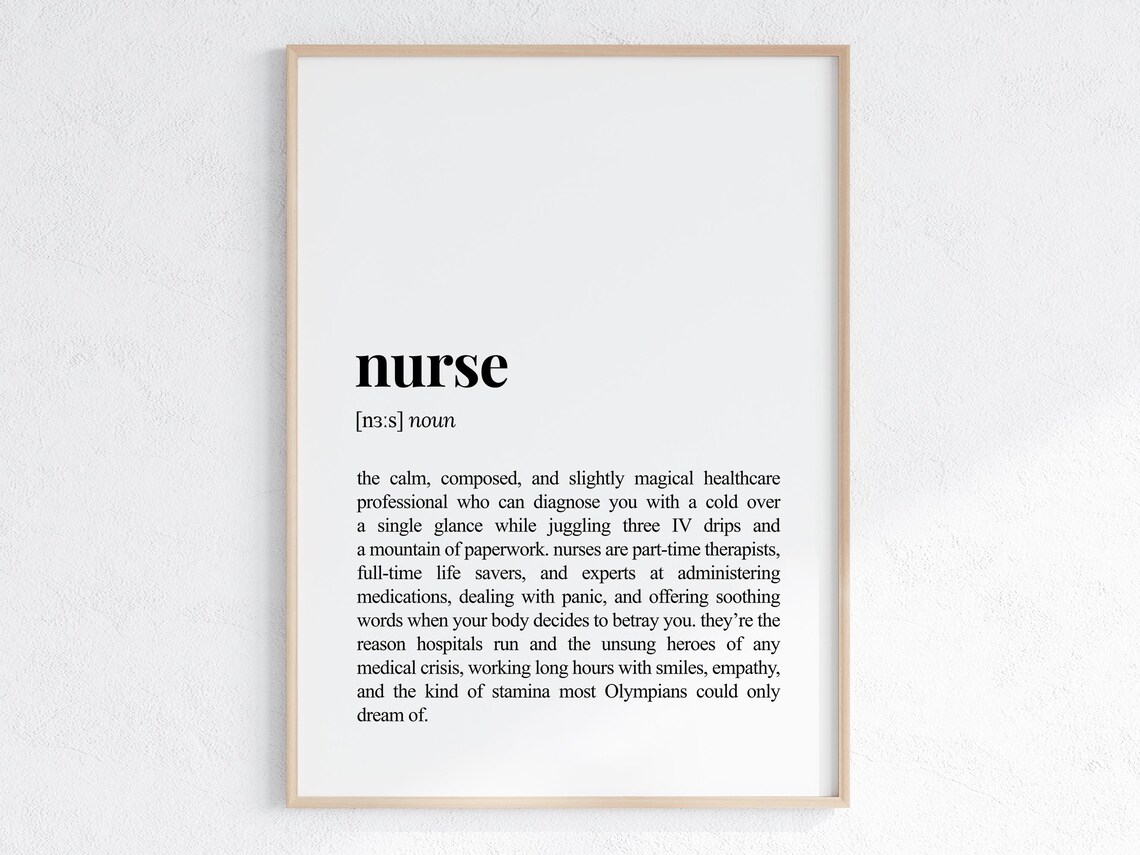 Nurse Definition Funny Gift Poster, Sarcastic Dictionary