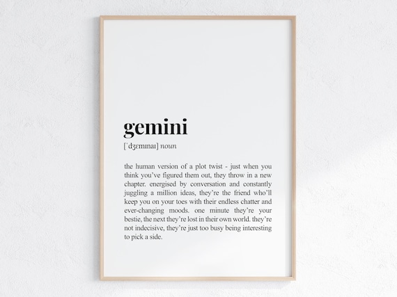 Gemini Zodiac Sign Funny Astrology Definition Dictionary Poster