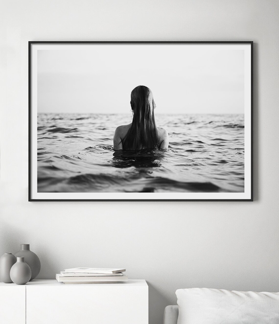 Ocean Beach Black and White Photography Art Print - Image 3