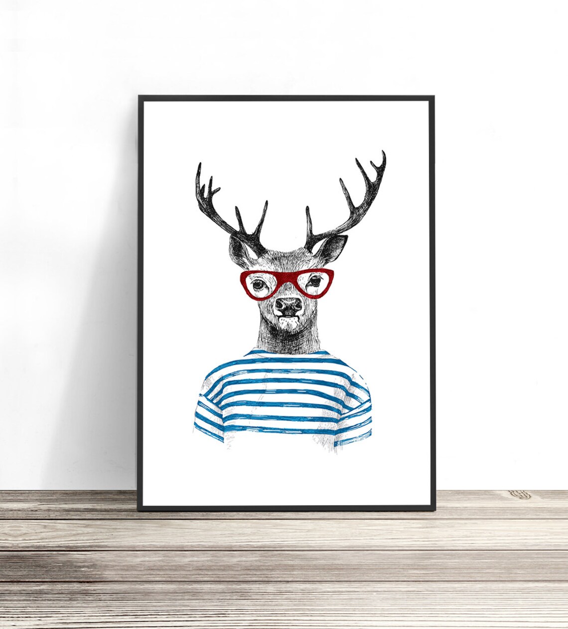 Deer Antlers Hipster Animal Illustration Art Print