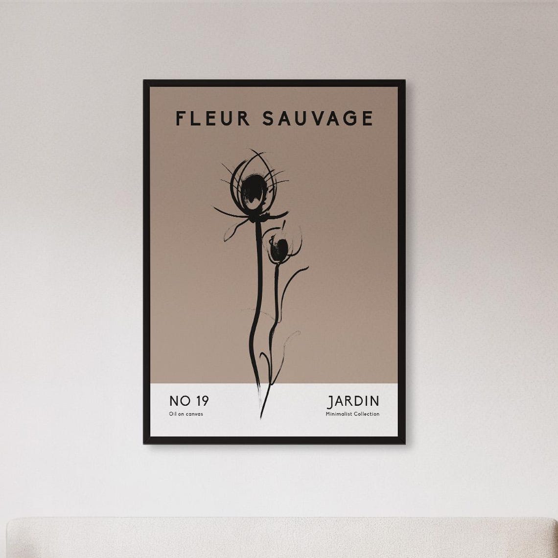 Fleur Sauvage No 19 Minimalist Thistle Botanical Line Wall Art