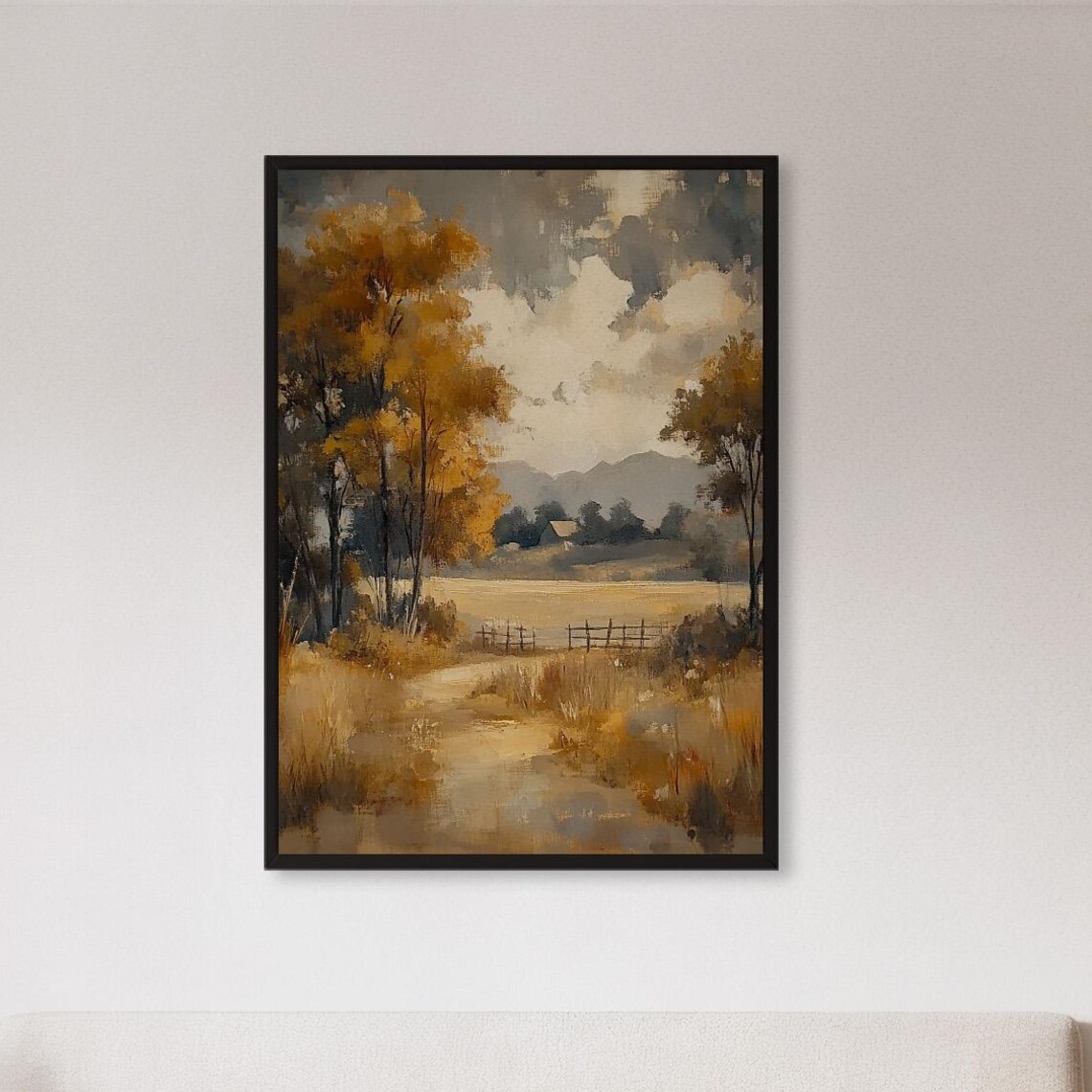 Autumn Path Rustic Farmhouse Landscape Art Print