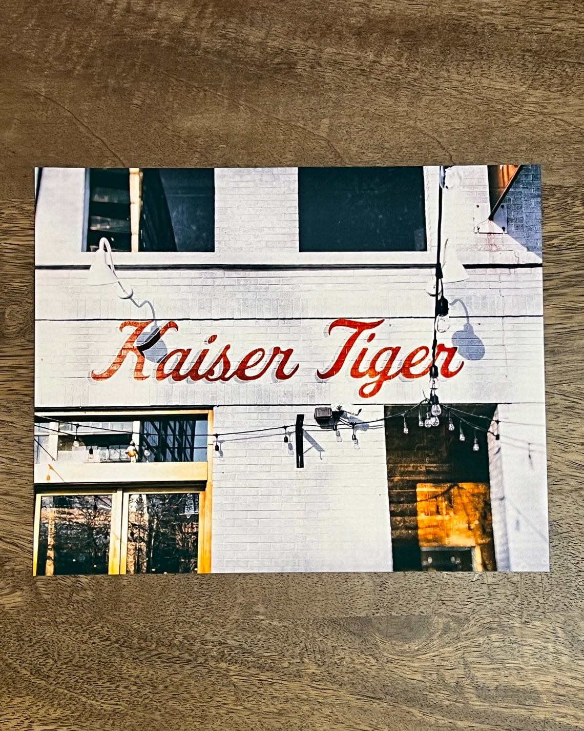 Kaiser Tiger Red Script Sign White Brick Bar Front Photo Poster - Image 2