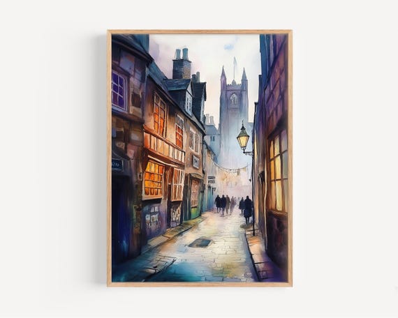 York Watercolor Painting Wall Art Print Poster Uk Travel England Decor Illustration Home