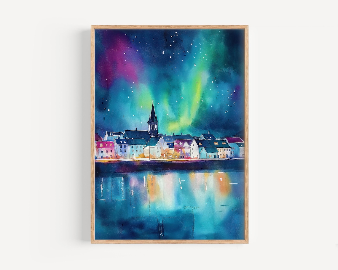 Reykjavik Watercolor Painting Birthday Present Art Print