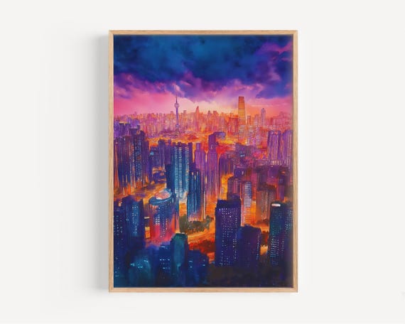 Shenzhen Watercolor Painting Wall Art Print China Poster Travel Decor Illustration Home Chinese