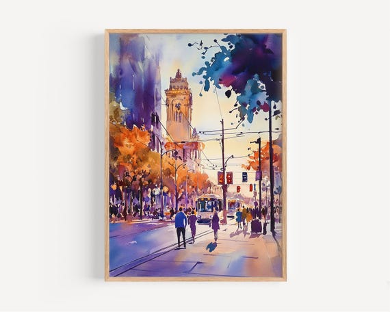 San Jose Watercolor Painting Wall Art Print Poster Travel Decor Illustration Home Usa