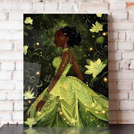 Princess Tiana Green Water Lily Gown Enchanted Night Bayou Poster