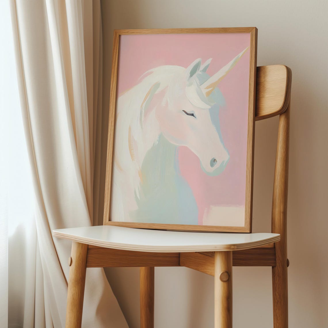 Whimsical Pink Unicorn Art Print, Girls Room Decor - Image 2