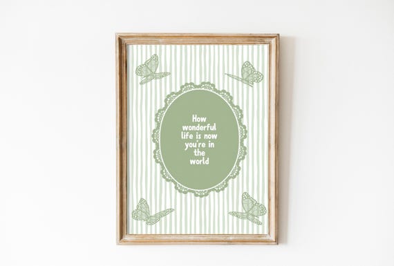 How Wonderful Life Is Nursery Quote, Retro Poster
