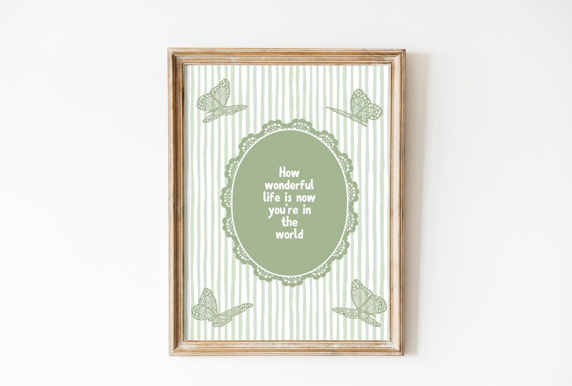 How Wonderful Life Is Nursery Quote, Retro Poster